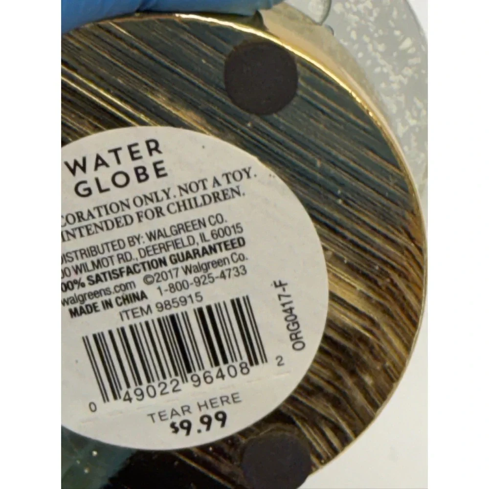 Walgreens Eiffel Tower Water Globe Glitter Snow Globe Gold Base Decor